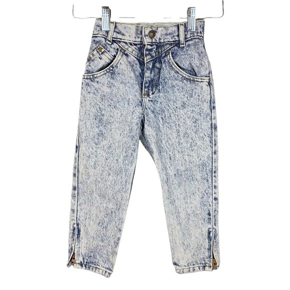 Lee Other - Vintage Lee Acid Wash Jeans Toddler 4T Zipper Ankle Tapered Elastic 80s Rare